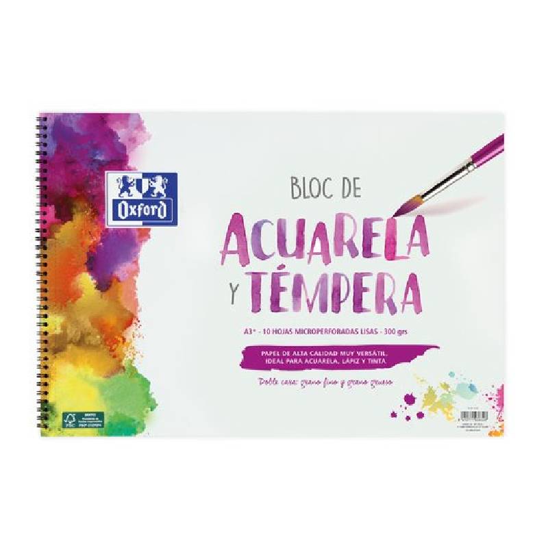 Bloc Oxford Acuarela y tempera A3+ 10h 300gr