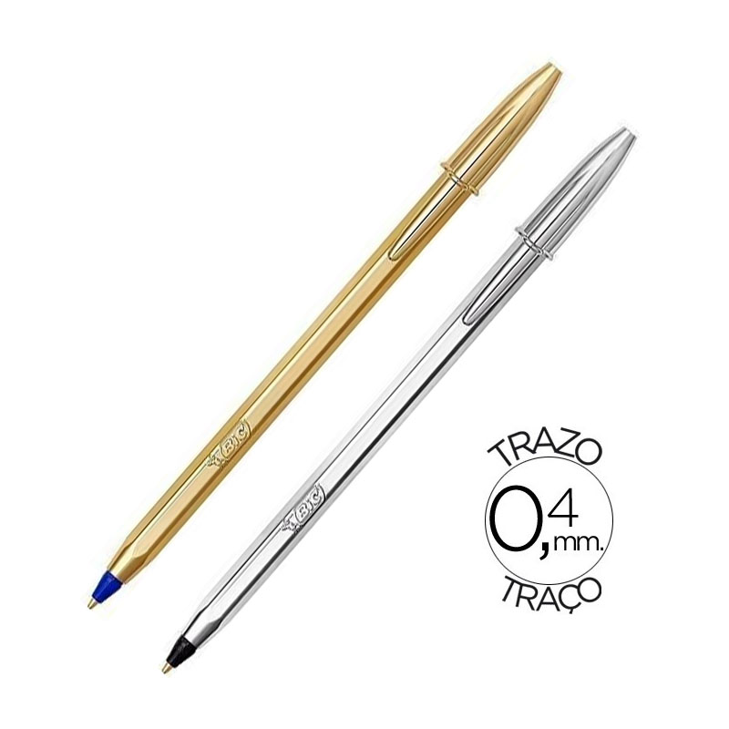 Bolígrafo BIC Cristal Oro y Plata